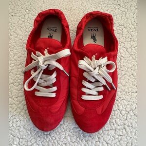 Polo Ralph Lauren Red Suede Pony Ballerina Trainer Sneaker Size 7